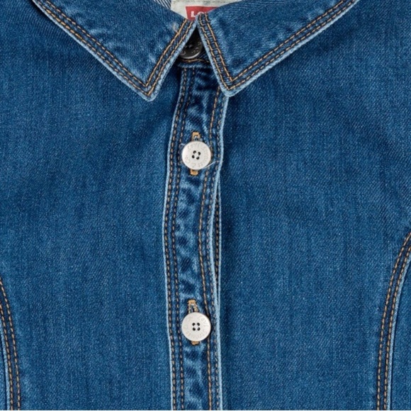 Levi's® Button Front Denim Short Sleeve Short Dress new - Picture 4 of 7